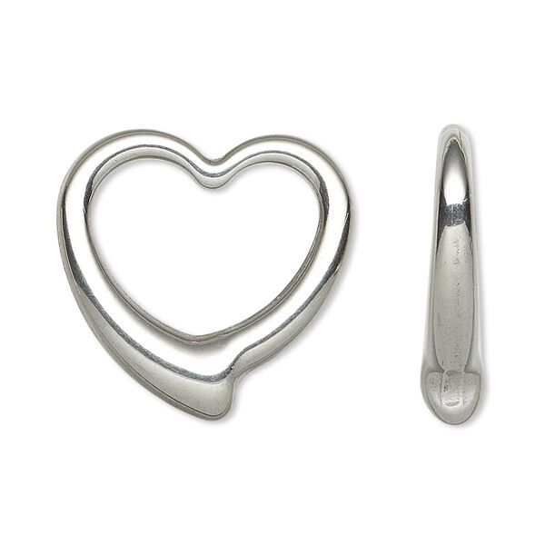 Charm, stainless steel, 24x24mm undrilled double-sided open floating heart. Sold individually. image number 0