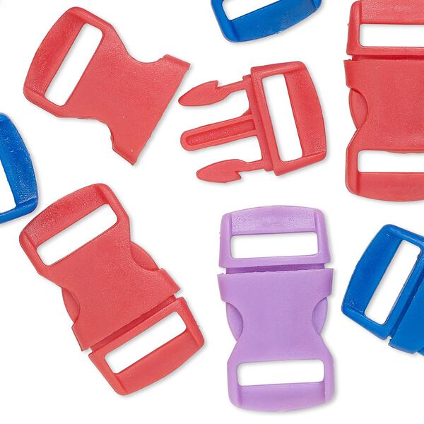 Clasp mix, buckle, plastic, mixed colors, 30x16mm. Sold per pkg of 12. image number 0