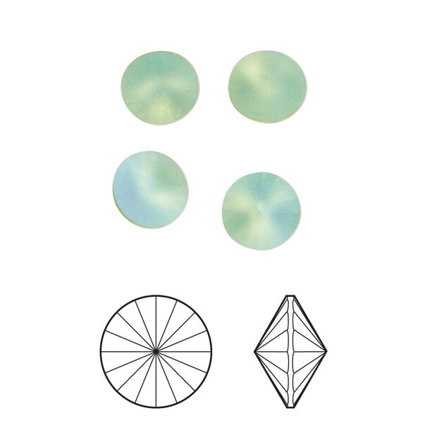 Chaton 8pk peridot frost foil back, Crystal Passions® 8.16-8.41mm rivoli SS39 1122 image number 0