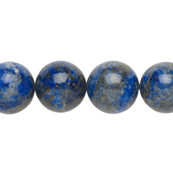 Bead, lapis lazuli (natural), 14mm round, C grade, Mohs hardness 5 to 6. Sold per 8-inch strand. image number 0