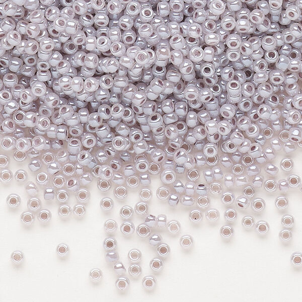 Seed bead, Dyna-Mites™, glass, pkg/1/2kg, #11 round, opaque ceylon pastel grey/lilac, (341 11/0 RR). image number 0