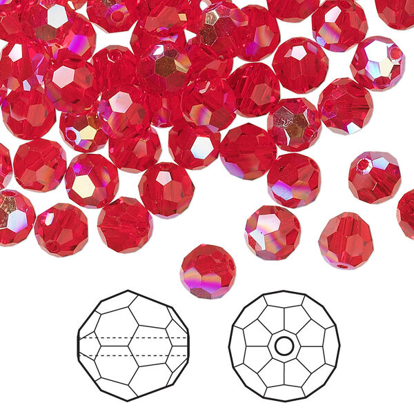 Bead 360pk light Siam AB, Swarovski® 6mm round 5000 image number 0
