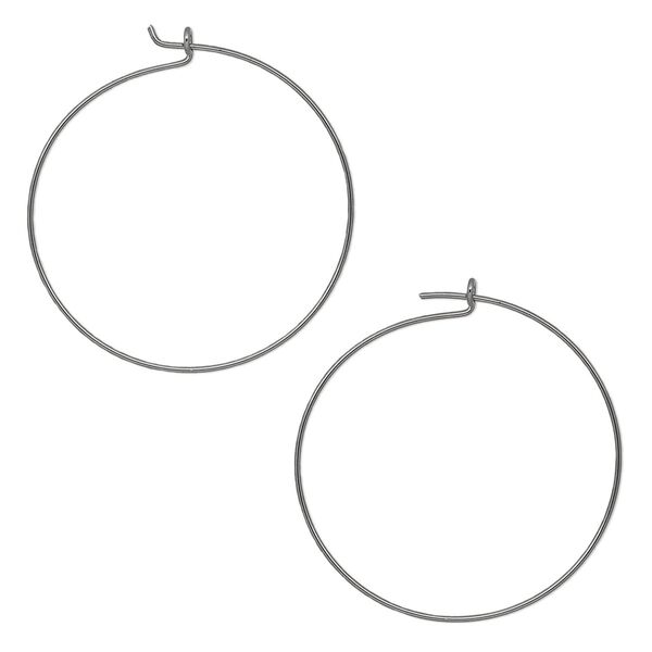 Hoop, gunmetal-plated brass, 25mm round hoop, 24 gauge. Sold per pkg of 5 pairs. image number 0