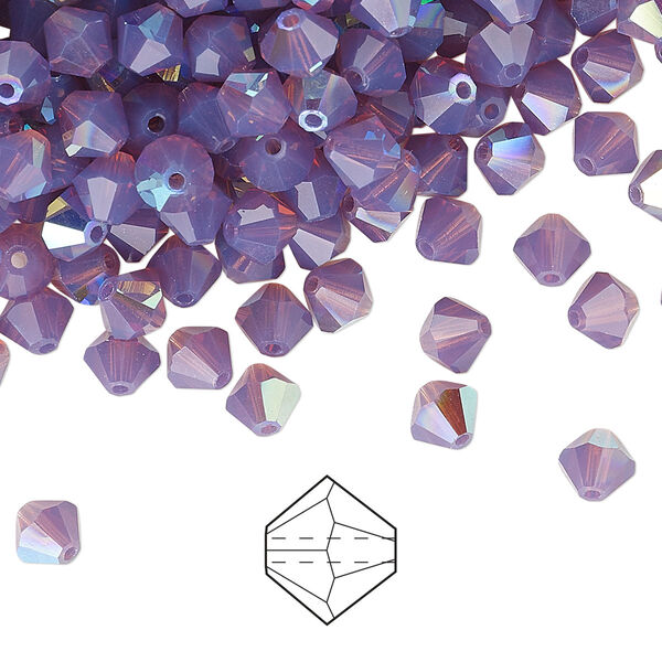 Bead 576pk amethyst opal AB, Preciosa Czech crystal 5mm bicone image number 0