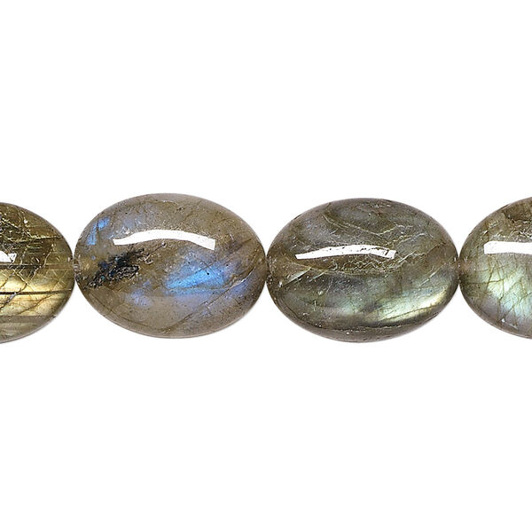 Labradorite 1pkg1, flat oval bead natural 8 inch 16x12mm image number 0