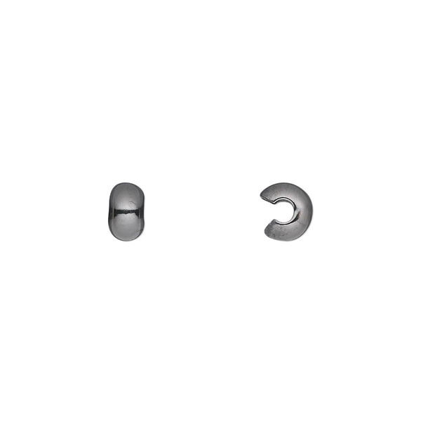 Crimp cover, gunmetal-plated brass, 5mm round. Sold per pkg of 100. image number 0