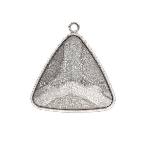 Drop, Almost Instant Jewelry®, antique silver-plated brass, 27mm triangle with 23mm triangle setting. Sold per pkg of 2. image number 0