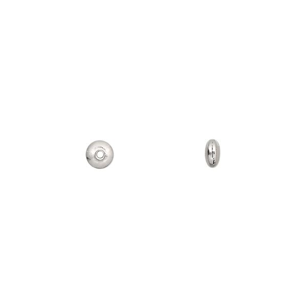 Bead, sterling silver, 4x2mm smooth rondelle. Sold per pkg of 24. image number 0