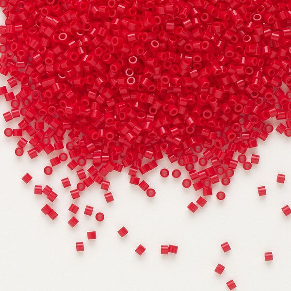 Seed bead, Delica®, glass, pkg/7.5g, #15 round, opaque red (DBS-0723). image number 0