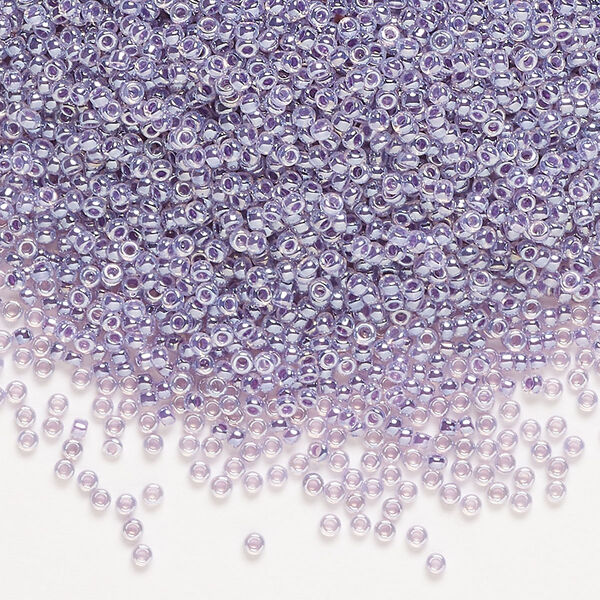 Seed bead, Miyuki, glass, pkg/35g, #15 rocaille, opaque inside dyed color luster purple alabaster base (RR-525). image number 0