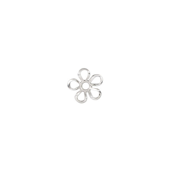 Component, silver-finished brass, 9x8.5mm flower. Sold per pkg of 20. image number 0