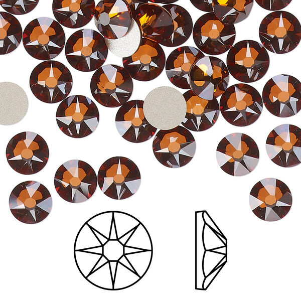 Flat back 288pk smoked amber foil back, Swarovski® 6.32-6.5mm rose round SS30 2088 image number 0