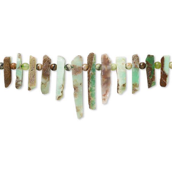 Chrysoprase 1pkg1, top-drilled Hawaiian chip bead natural 8 inch graduated extra-large image number 0