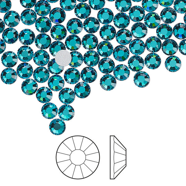 Flat back 1440pk blue zircon foil back, Preciosa Viva 12® Czech crystal rhinestone 3.8-4mm chaton rose round SS16 image number 0