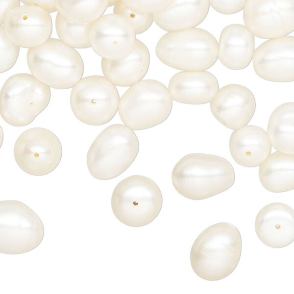 Pearl mix, cultured freshwater (bleached), white, 5-8mm mixed shape, D grade, Mohs hardness 2-1/2 to 4. Sold per 2-ounce pkg. image number 0