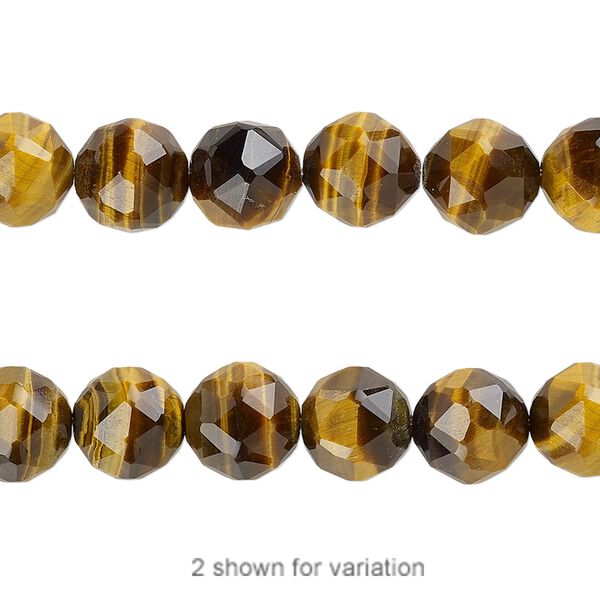 Tigereye 1pkg1, rose-cut round bead natural 8 inch 8mm image number 0