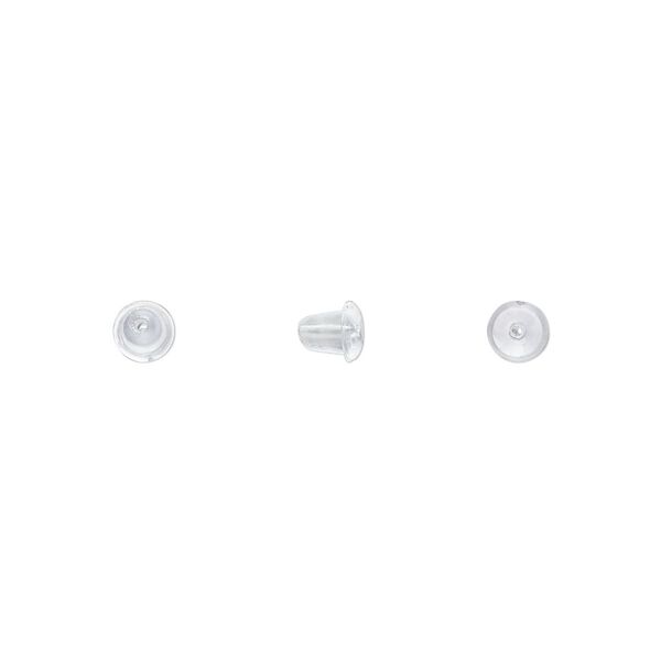 Earnut 1pkg100, 4x4mm bell, "rubber" clear 50 pair image number 0