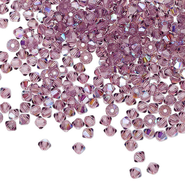 Bead 48pk amethyst AB, Preciosa Czech crystal 3mm bicone image number 0