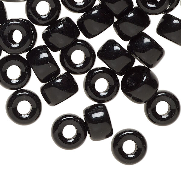 Czech pressed glass 1pkg60, crow bead opaque black 9x6mm image number 0