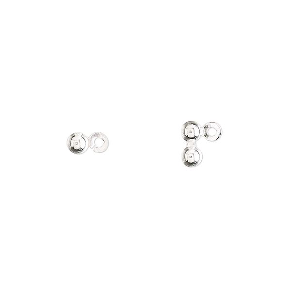 Bead tip, sterling silver, 6x3mm round side clamp-on. Sold per pkg of 14. image number 0