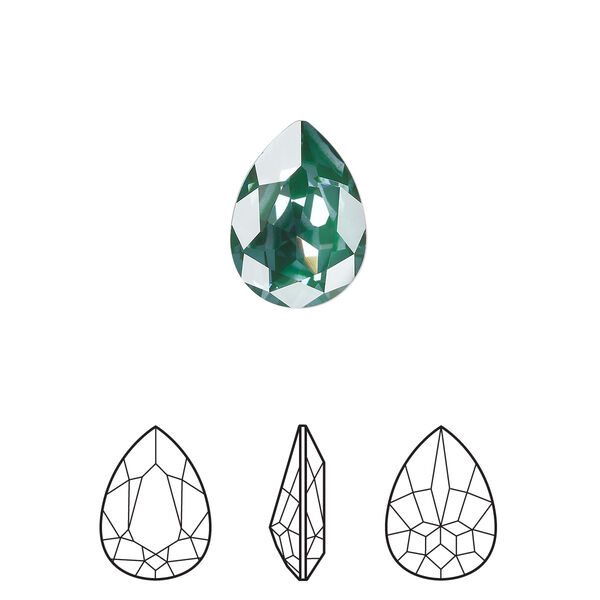 Fancy stone 144pk crystal pine green ignite LacquerPRO, Swarovski® 14x10mm pear 4320 image number 0