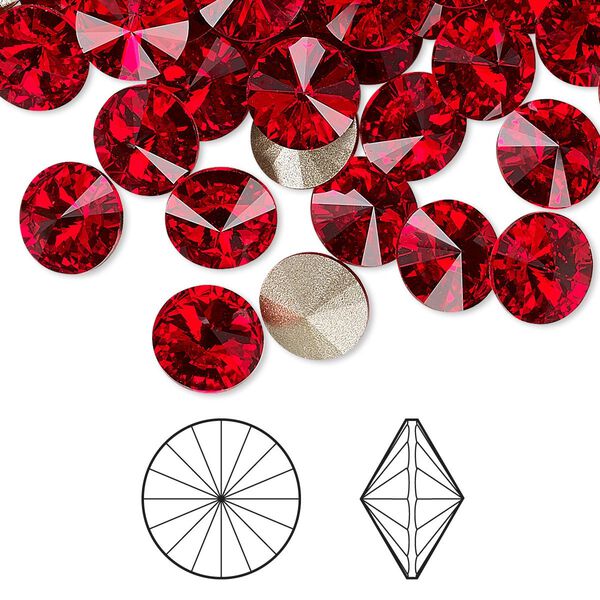 Chaton 144pk light Siam foil back, Swarovski® 8.16-8.41mm rivoli SS39 1122 image number 0