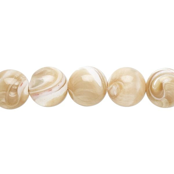 Bead, mother-of-pearl shell (natural), 10mm round, Mohs hardness 3-1/2. Sold per 15-1/2" to 16" strand. image number 0