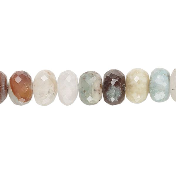 Aqua chalcedony 1pkg1, hand-cut faceted rondelle bead natural 14 inch 8x4mm-9x6mm image number 0