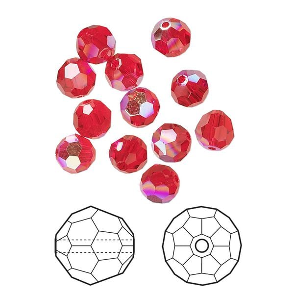Bead 12pk light Siam AB, Crystal Passions® 6mm round 5000 image number 0