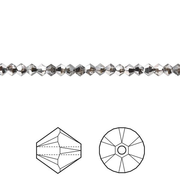 Bead 1440pk crystal silver night, Swarovski® 3mm XILION bicone 5328 image number 0