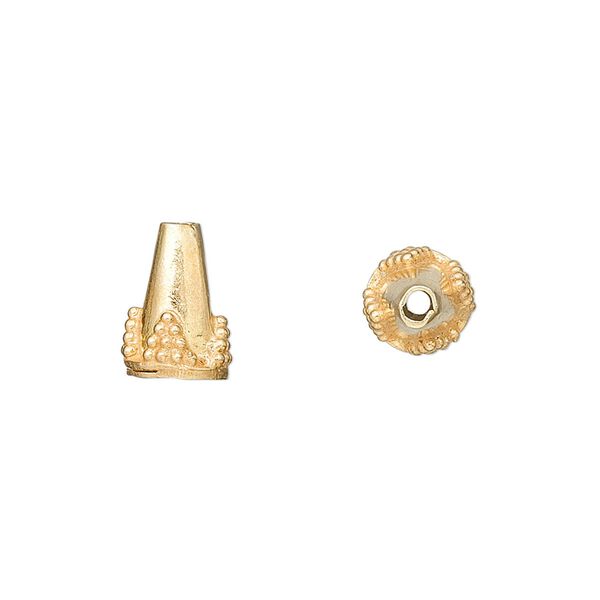 Bead, "vermeil," 12x8mm cone with closed end. Sold per pkg of 10. image number 0