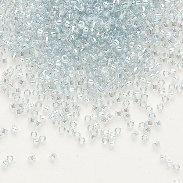 Seed bead, Delica®, glass, pkg/250g, #11 round, translucent rainbow glazed luster light aqua (DB-0110). image number 0