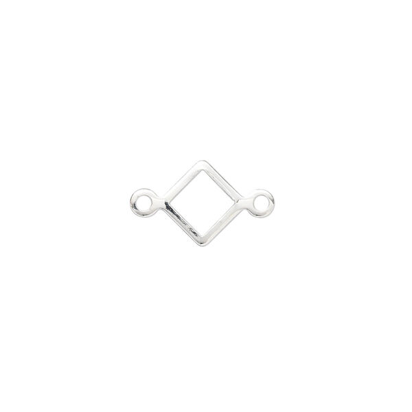 Link, silver-plated brass, 9mm open diamond. Sold per pkg of 100. image number 0