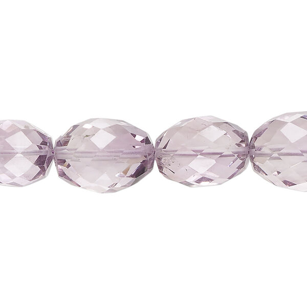 Lavender amethyst 1pkg1, hand-cut faceted oval bead natural B grade, 8 inch 13x10mm-17x12mm image number 0