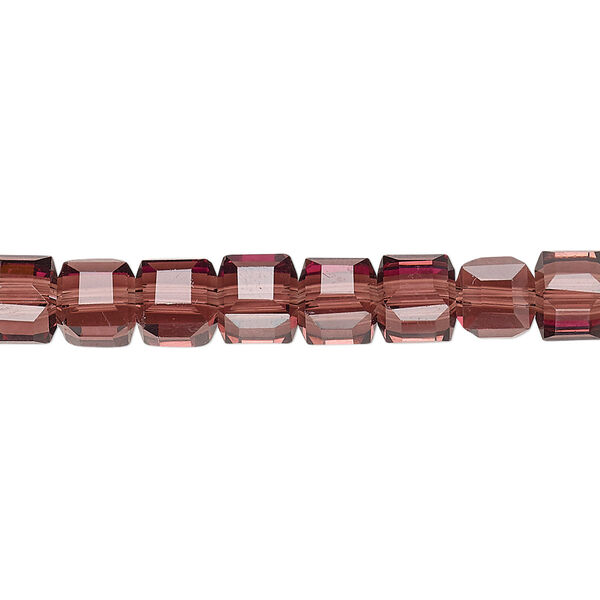 Bead 1pk 18 facets transparent amethyst purple, Celestial Crystal® 6mm cube 15.5-16 inch image number 0