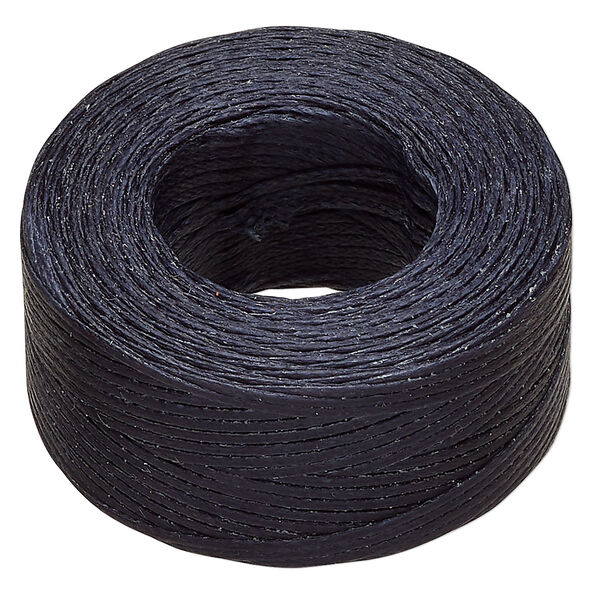 Thread, Hemptique®, polyester, pkg/50 yards, denim, 0.8mm braided flat. image number 0