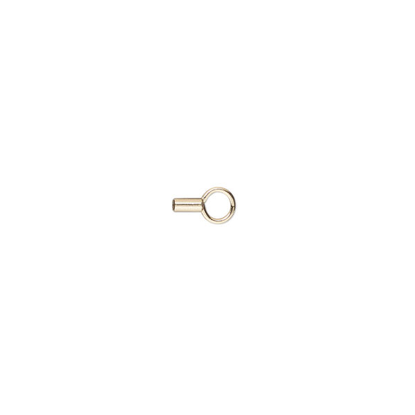 Crimp, 14Kt gold-filled, 3x1.5mm round tube with loop, 1mm inside diameter. Sold individually. image number 0