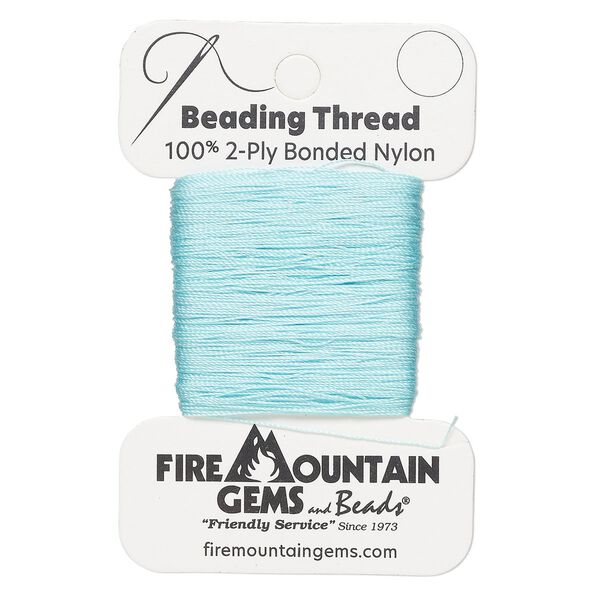Thread, nylon, light turquoise, size AA. Sold per 50-yard card. image number 0