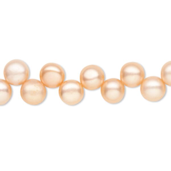 Pearl, cultured freshwater (dyed), daylily, 7-8mm top-drilled puffed flat round, B grade, Mohs hardness 2-1/2 to 4. Sold per 16-inch strand. image number 0