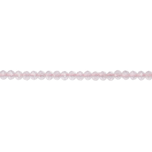 Bead, rose quartz (natural), 2mm faceted round with 0.4-0.6mm hole, B grade, Mohs hardness 7. Sold per 13-inch strand. image number 0