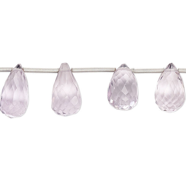 Lavender amethyst 1pkg16, hand-cut top-drilled faceted teardrop bead natural 10x7mm-14x8mm image number 0