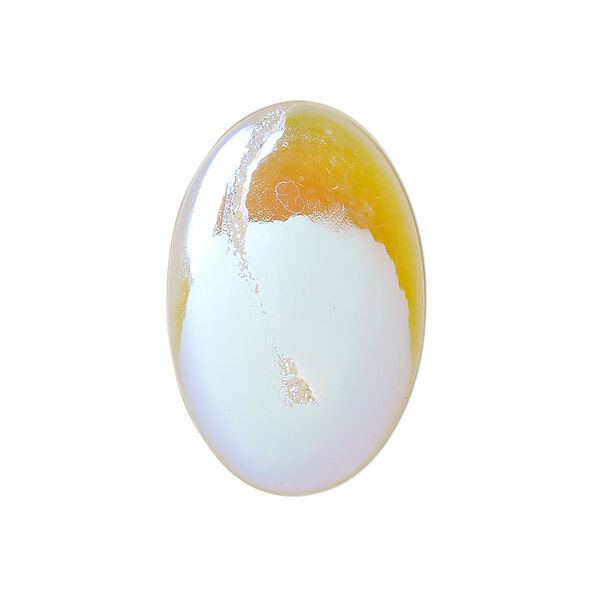 Druzy agate 1pkg1, hand-cut non-calibrated dichroic oval cab 29x19mm image number 0