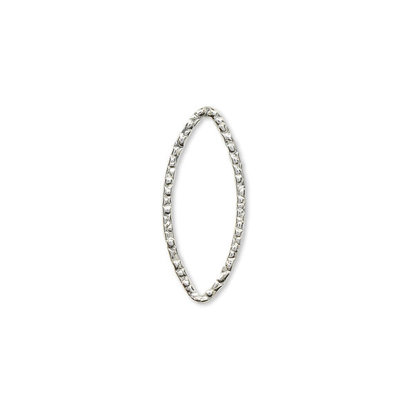 Drop, sterling silver, 20x9mm textured marquise. Sold individually. image number 0