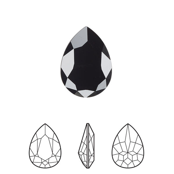 Fancy stone 48pk jet, Swarovski® 18x13mm pear 4320 image number 0