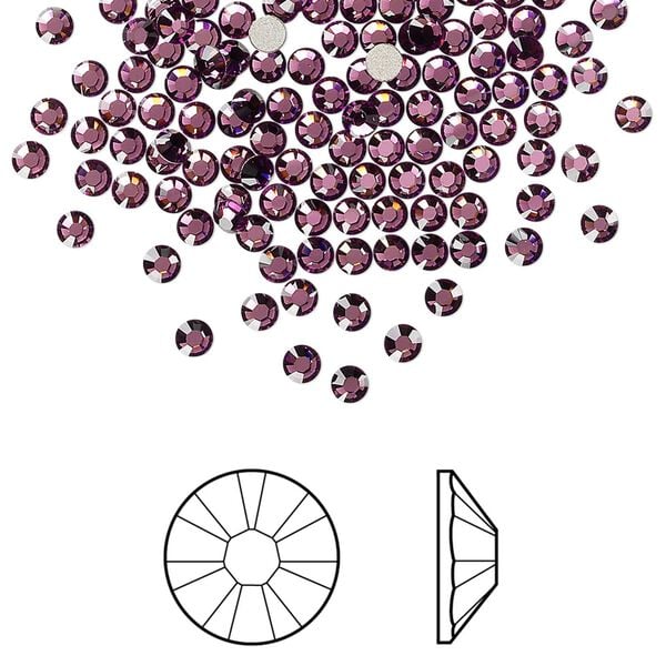 Flat back 144pk amethyst foil back, Crystal Passions® 2.5-2.7mm rose round SS9 2058 image number 0