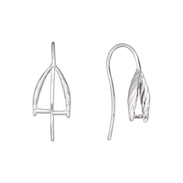 Ear wire 1pkg2 sterling silver, 21mm / perpendicular ice-pick bail / 8.5mm grip length, 19 gauge 1 pair image number 0