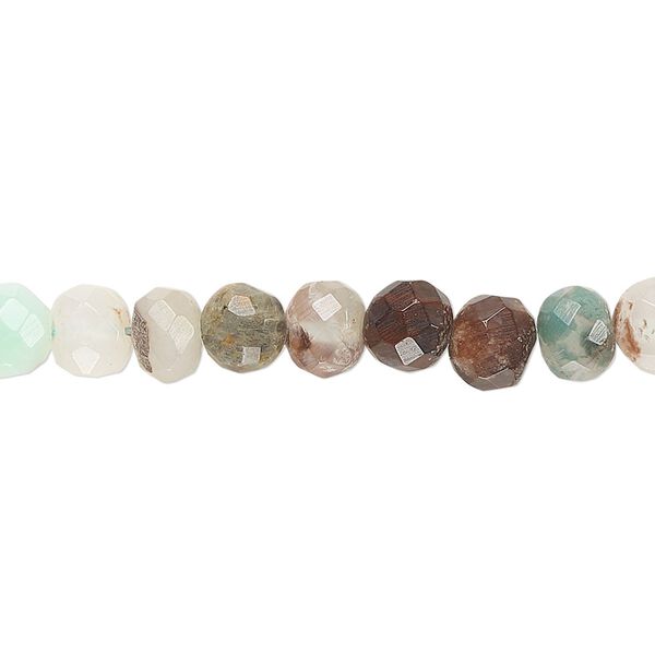 Aqua chalcedony 1pkg1, hand-cut faceted rondelle bead natural 14 inch 6x4mm-7x6mm image number 0