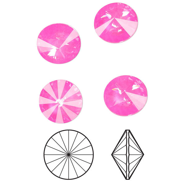 Chaton 144pk crystal electric pink ignite LacquerPRO, Swarovski® 14mm rivoli 1122 image number 0