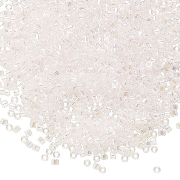 Seed bead, Delica®, glass, pkg/250g, #11 round, translucent pale pink-lined rainbow crystal clear (DB-0082). image number 0