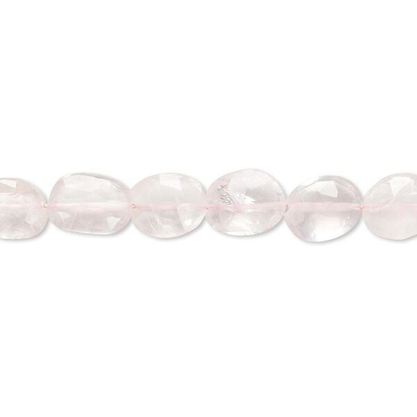 Rose quartz 1pkg1, hand-cut faceted puffed oval bead natural 14 inch 7x6mm-11x7mm image number 0